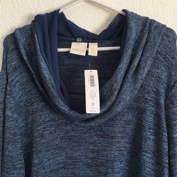 NEW Chico's Detachable Shine Cowl Neck Sweater (BB) - Picture 2 of 8